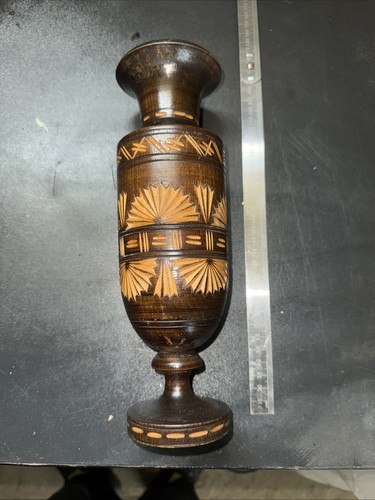 Wooden carved vase 280mm tall - wooden,