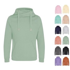 Heavyweight Hoodie Sweatshirt Plain Cross Neck Hooded Pullover Jumper Unisex