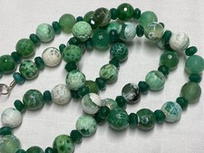 Jewellery Gorgeous 925 Sterling Silver & Green Agate & Emerald? Beaded Necklace