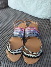 Peacock Multi Coloured Strappy  Flat Sandals..size 7