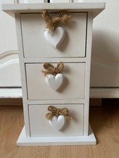 Small wooden 3 draw storage box H10 x W6.5 x D3.5 Inches