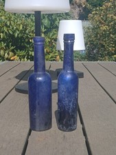 2 Old Cobalt Blue Glass Castor