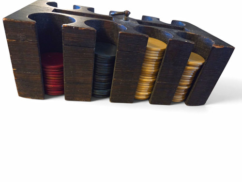 Vintage wood poker chip holder - vintage,