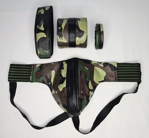 Leather camo jockstrap biceps - camo,