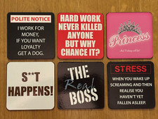 Novelty Good Quality Funny Cork Coasters / Place Mat Set of 4 or 6