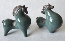 2 X GREEN  CRACKLE GLAZE ZISHA