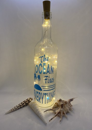 Beach theme light - beach, bottle