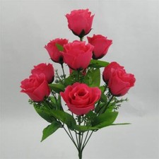 10 Heads Stems Rose Artificial Flowers Bunch Silk Wedding Home Grave Outdoor