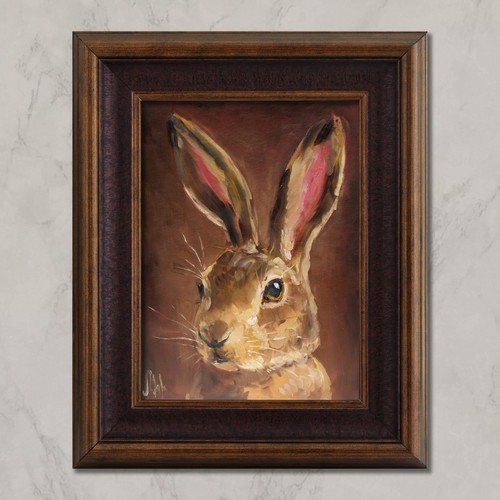 Vintage hare oil - vintage, painting