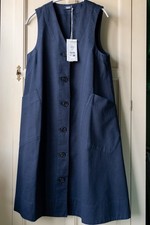 Toast. A-line Buttoned Dress Side Pockets Size S Navy Blue BNWT
