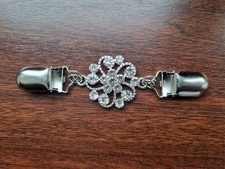 New silver colour retro diamante clip clasp for blouse, shawl, cardigan
