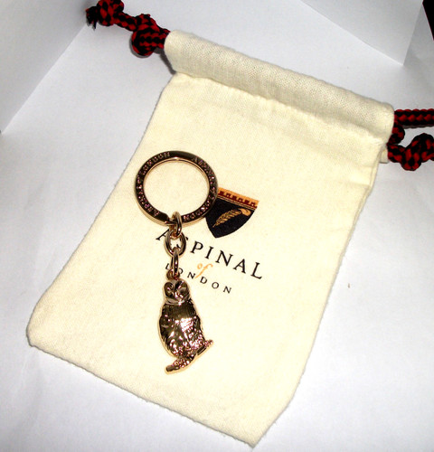 Aspinal gold metal owl keyring - aspinal,