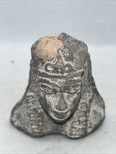 Archaic Egyptian Stone Head Fragment with Khat headdress Grand Tour Statue Bust