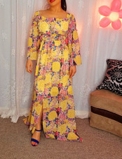 Woman Chi Chi London Floral Maxi Dress Size 8 Uk