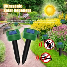 2x Ultrasonic Solar Mole Rat Repellent Pest Scarer Deterrent Repeller Garden