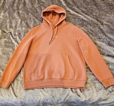 H&M Hoodie Mens Size M Salmon / Peach Artisan Text Pullover Jumper (C7)
