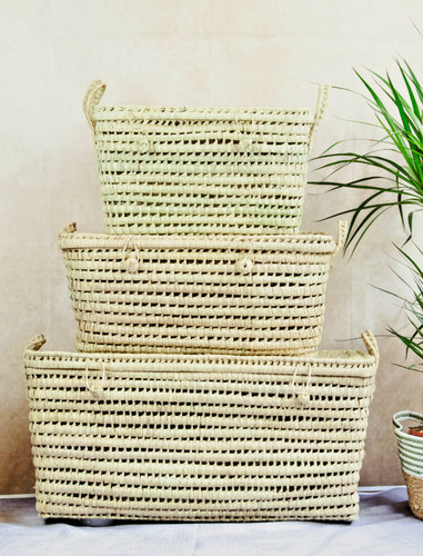 Wicker storage basket chest - basket,