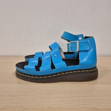 Dr Martens Clarissa Blue Patent Leather Gladiator Chunky Sandals Size Uk 7