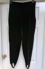 Alexon Black Thick Velvet Stirrup Leg Trousers 1990's Vintage Size 14 Worn Once