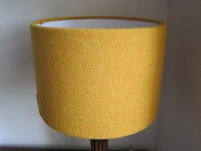 Handmade Harris Tweed Drum Lampshade in Citrus Yellow/Mustard/Ochre