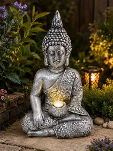 Solar led sitting buddha - solar,