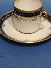 Copeland Spode Vintage Demitasse Cup And Saucer In Cobalt Blue With Gold Trim