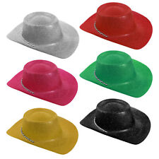GLITTER COWBOY HAT WILD WESTERN COWGIRL HEN STAG PARTY HOLIDAY CHOOSE COLOUR LOT