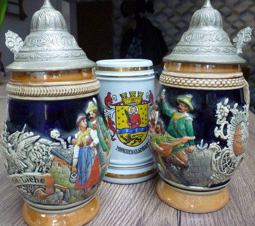Three vintage beer steins west - three,