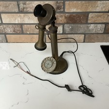 Vintage Antique Brass Candlestick Telephone