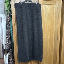 New Primark Long Warm Wool feel Stretchy Skirt Grey Size L 14 16 Split
