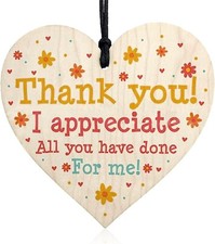 Wooden Heart Hanging Sign with Thank You Message – Holiday Gift Plaque