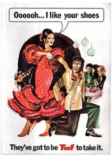 1960's TUF Shoes Counter DISPLAY CARD - Strut Card - Advertising - Creased e251