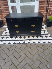 Vintage Upcycled Dark Grey Stag Madrigal Chest Of Drawers Can Deliver