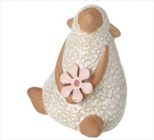 Small sitting ceramic sheep - ceramic,