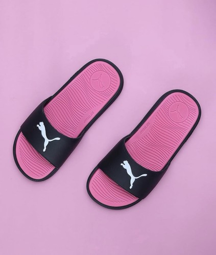 Puma black pink slide - black, &