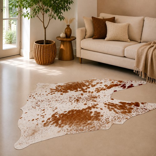 Genuine brown white cowhide - genuine,