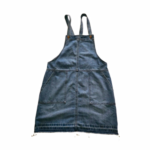 Womens blue denim pinafore - womens,