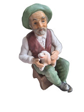Old Man with Puppy Figurine
