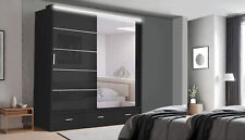 Florence High Gloss SLIDING DOOR Wardrobe in 2 Sizes & 3 Colors with Long LED