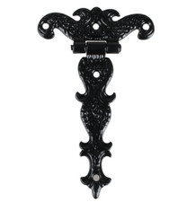 Pair Of Iron Black Spear Hinges Antique Vintage Traditional Leaf Door Gate UK