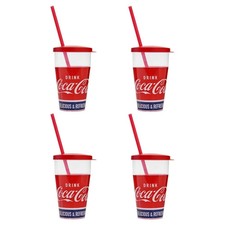 Snips, Coca-Cola Tumblers with Straw 0.5 L, Plastic Glasses Set 4 Pieces, Glasse