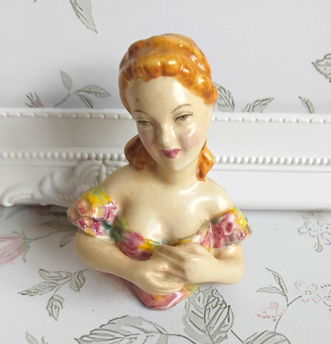 Vintage porcelain half doll - porcelain,