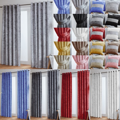 Pair crushed velvet curtains - pair,