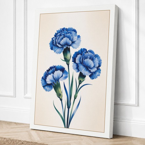 Blue carnations botanical - blue,