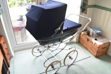 Vintage Marmet Pram Model Imperial - 1974 Navy Blue - White coachlining 