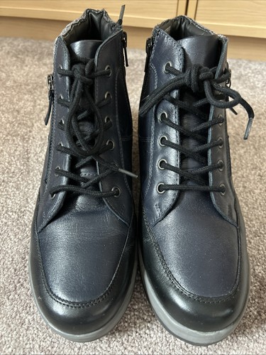 Pavers leather navy blue ankle - leather,