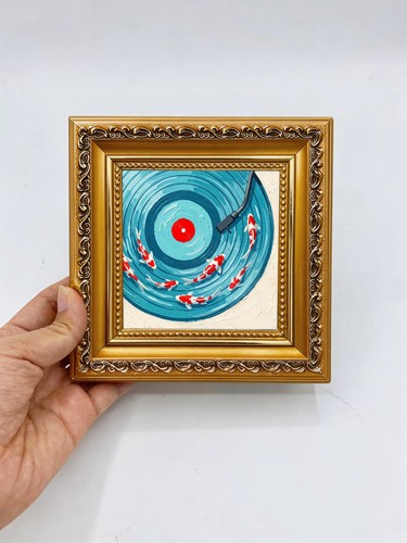 Red koi fish blue - koi, circle