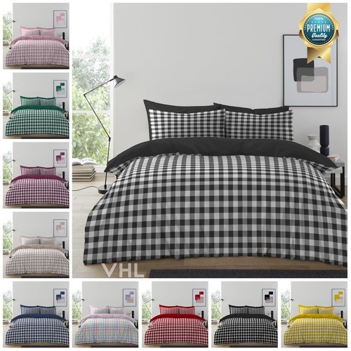 Gingham check duvet cover with - duvet,