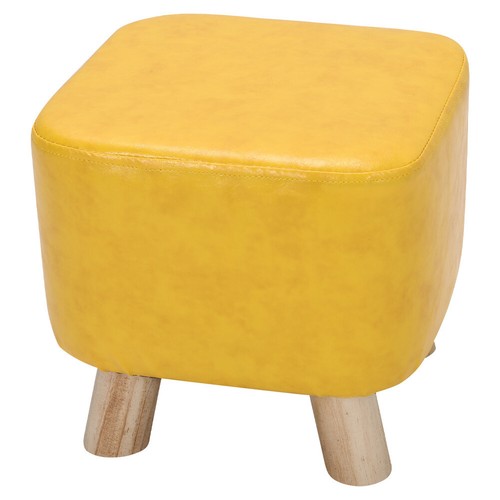 Small leather footstool - leather,