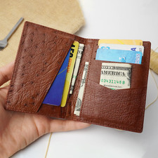 Brown Ostrich Skin Credit Card